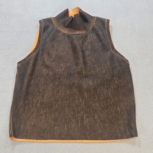 NWOT ZARA Black And Orange Sleeveless Top with High Neck Size Small